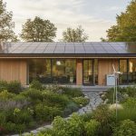 Maison moderne avec toit solaire, symbole d'autonomie énergétique et de durabilité.