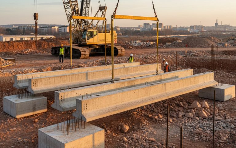 Installation de longrines en béton armé sur un terrain complexe avec semelles isolées et micropieux.